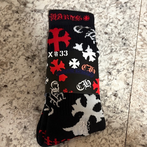 Chrome Hearts Other - Chrome Hearts Black and Red Patterned Socks
